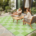 Garvee Waterproof Outdoor Rug 6x9, Checkered Foldable Plastic Straw Patio by Garvee