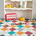 jinchan Macy 3x5 Area Rug for Kids Room Modern Colorful Checkered Diamond - Image 9