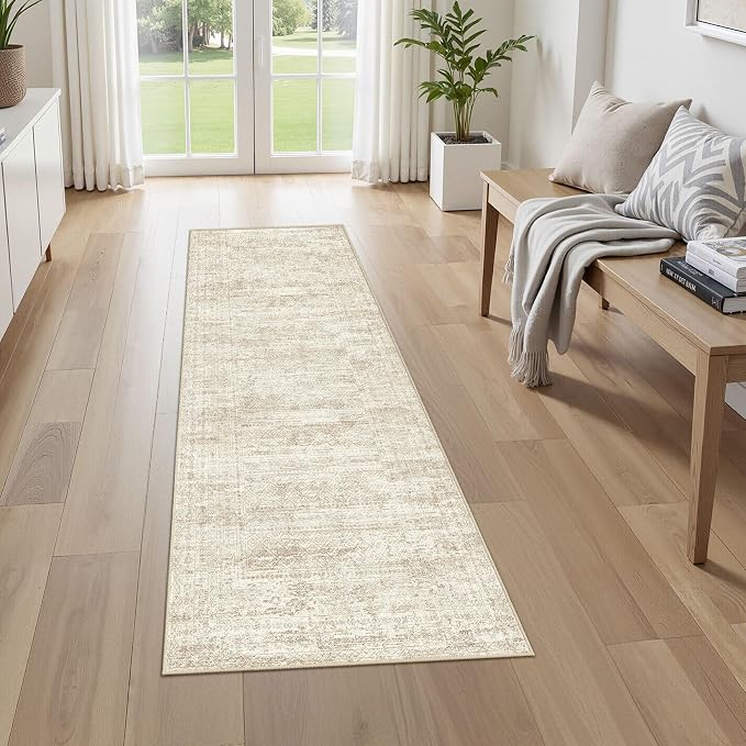 UERMEI 3x8 Washable Runner Rug for Hallway, Non Slip Low Pile Kitchen Carpet by UERMEI