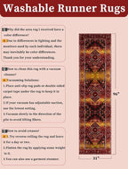 SERISSA Runner Rug for Hallways, Long Boho Rug Vintage Rustic Red Gold Hallway - Image 6