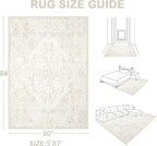 5x7 Area Rugs for Living Room: Washable Rug Vintage Large Rugs Soft Non Slip - Image 2