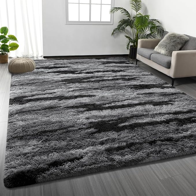 Deerhoo Large Shag Area Rugs 5 x 8, Tie-Dyed Plush Fuzzy Rugs by Deerhoo