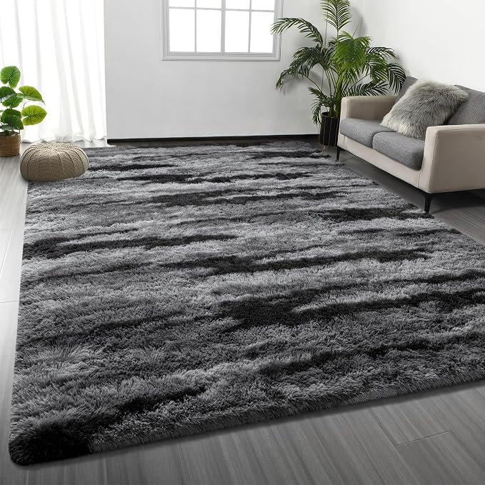 Deerhoo Large Shag Area Rugs 6 x 9, Tie-Dyed Plush Fuzzy Rugs by Deerhoo