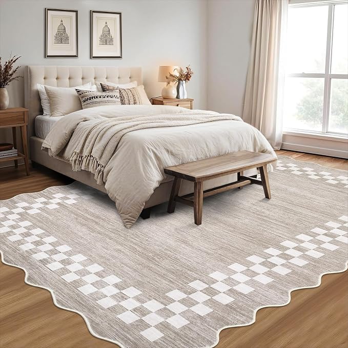 GarveeHome 8x10 Area Rug for Living Room Scalloped Washable Large Bedroom Rug - Image 2