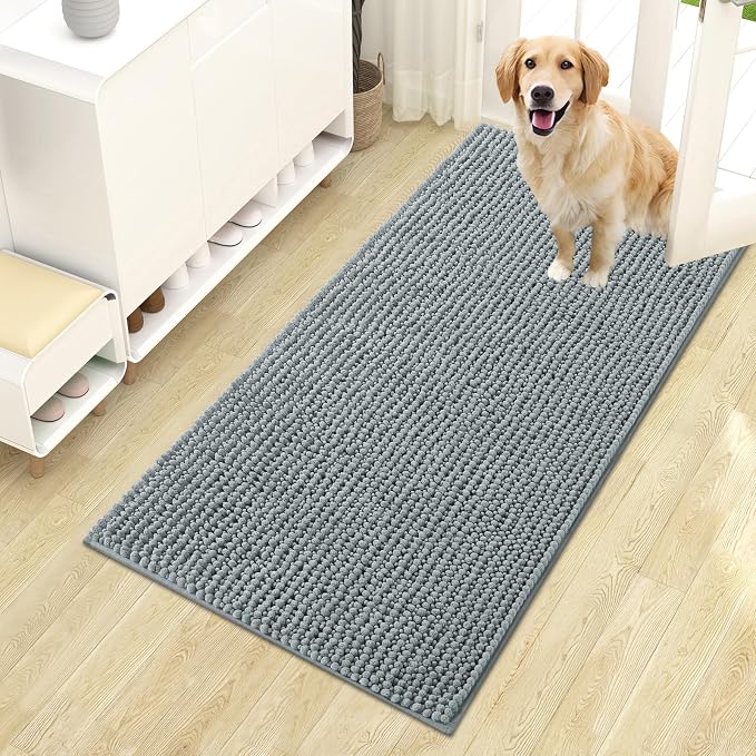 OLANLY Dog Door Mat for Muddy Paws 44x24, Ultra Absorbent Chenille Mud Doormat by OLANLY