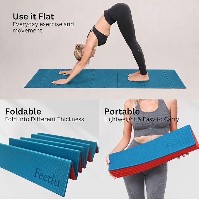 Foldable Yoga Exercise Mat, 6mm/8mm/10mm/12mm Thickness, 72 x 24 Inch - Image 6
