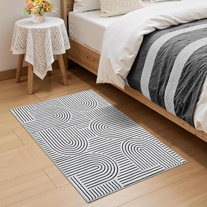 Washable Rug 2x3 Area Rugs for Entryway, Abstract Rug for Bedroom, Soft Rainbow - Image 2