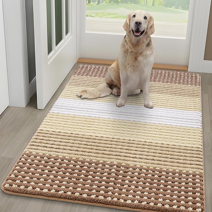 Kitinjoy Indoor Outdoor Door Mat, 48x30 Non-Slip Absorbent Dirt Trapper by Kitinjoy