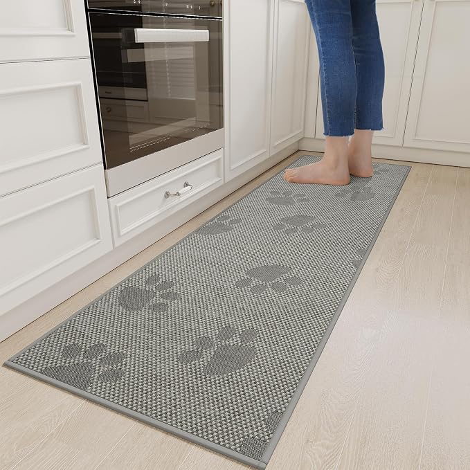 YDKGL Non-Slip Kitchen Mats for Floor, Soft Woven Linen Embroidery Kitchen by YDKGL