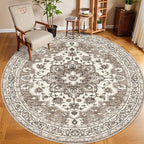TOPRUUG Washable Oriental Area Rug - 8ft Round Rugs by TOPRUUG