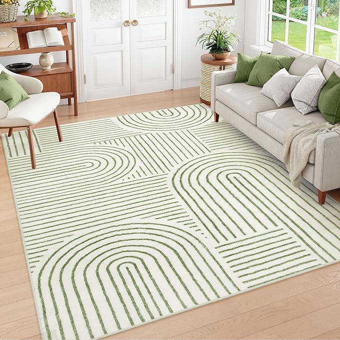 Lahome Abstract Washable Area Rug 5x7, Soft Bedroom Rug Ultra-Thin Non Slip by Lahome