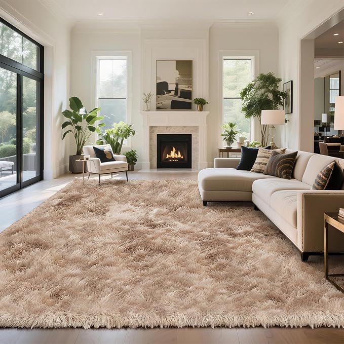 yongyangjuxin Fluffy Rug Shag Area Rug, Mottling Beige 10x14 Area Rugs - Image 2