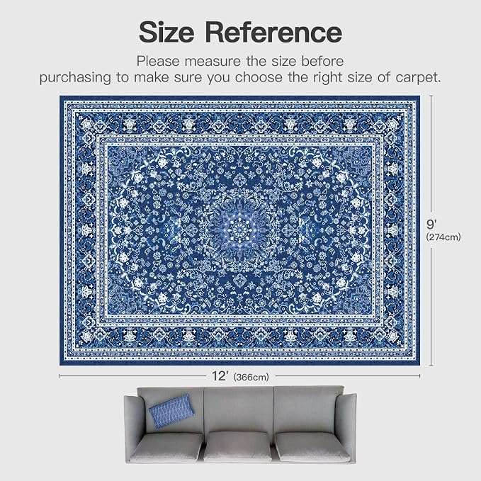 Lofus 9x12 Area Rugs for Living Room, Machine Washable Non-Slip Area Rug - Image 2