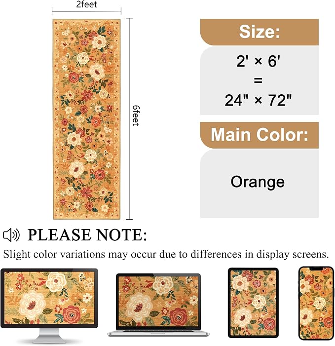 DUKINO 2x6 Runner Rug for Hallway, Washable Kitchen Runner Rug - Image 2
