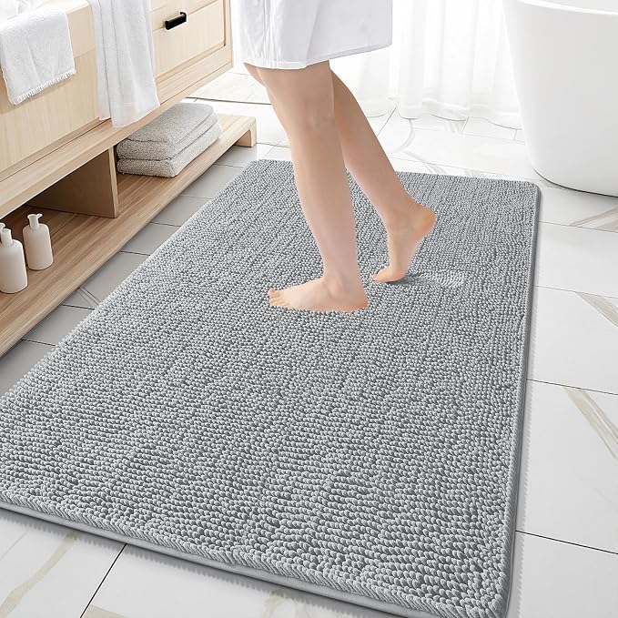 OLANLY Large Bathroom Rugs 59x35, Extra Soft Absorbent Chenille Bath Rugs by OLANLY