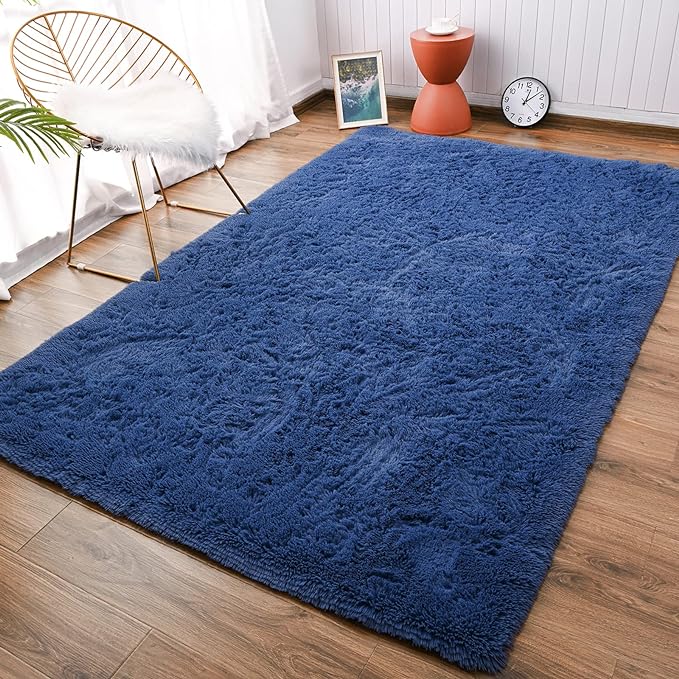 Andecor Soft Fluffy Bedroom Rugs, 4 x 6 Feet Indoor Shaggy Plush Area Rug by Andecor