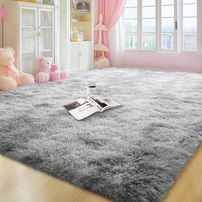 qulint 6x9 Area Rugs for Living Room, Soft Fluffy Bedroom Area Rug 6x9 Shag by QULINT