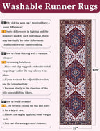SERISSA Runner Rug for Hallways, Long Boho Rug Vintage Burgundy Navy Hallway - Image 2