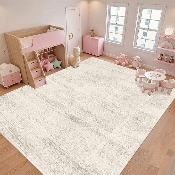 Latte&Fog 9x12 Washable Rugs for Living Room, Large Ivory Area Rugs for Girls - Image 5