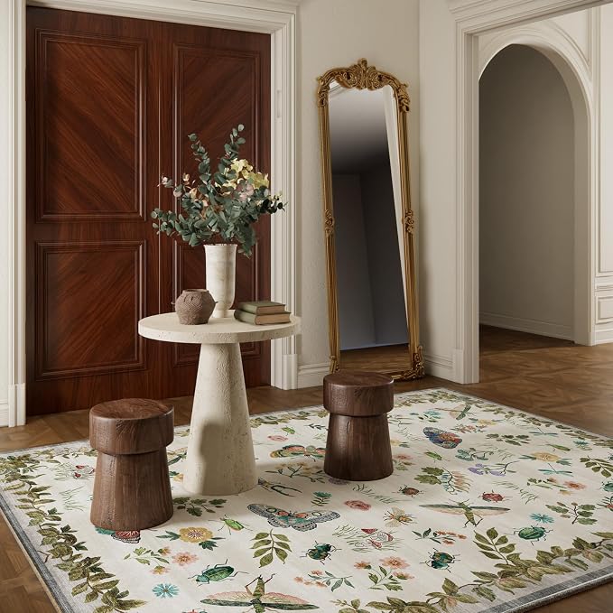 Washable Area Rugs for Living Room: 5x7 Bedroom Rug Vintage Rugs Stain - Image 8