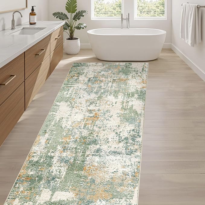 Runner Rug Kitchen Washable Rugs: 3x10 Non-Slip Abstract Soft Modern Stain - Image 5