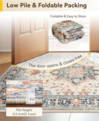 RELEANY Area Rugs 4'x6' Washable Non-Slip, Floral Vintage Distress Medallion - Image 4