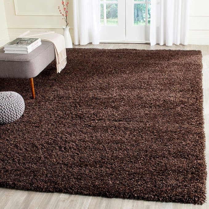 SAFAVIEH California Premium Shag Collection 6'7" x 6'7" Square Brown SG151 by Unknown