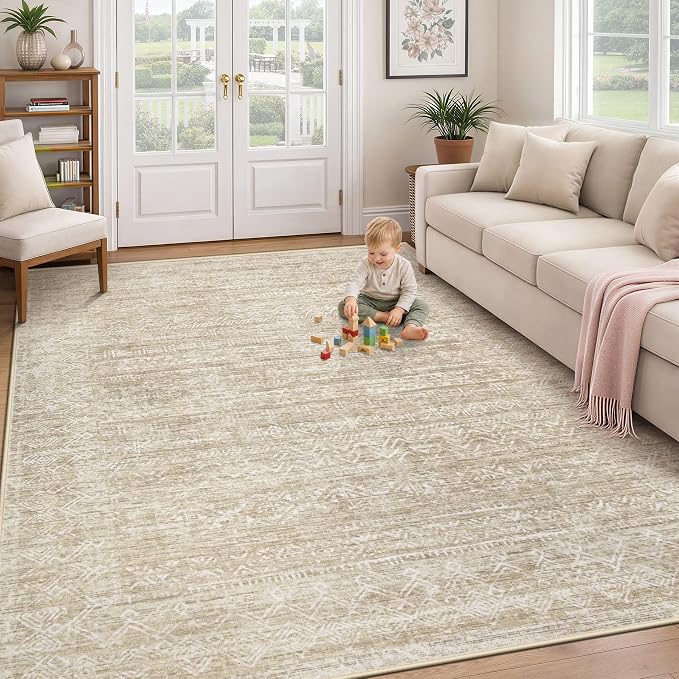 Washable Rug 5x7 Area Rugs: Modern Geometric Rugs by XLUEZ