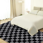 Super Soft Rug for Bedroom, 5x7 Ft Grey and Black Area Rug Classic Checkered - Image 4