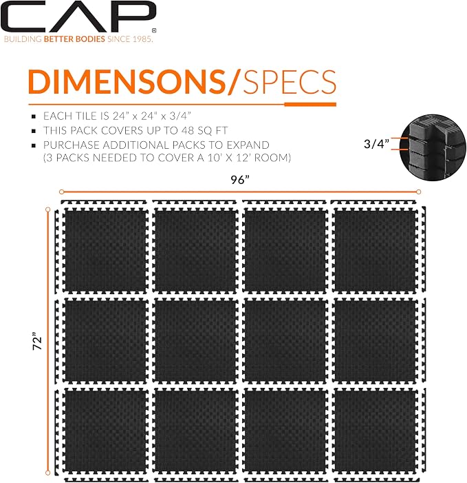 CAP Puzzle Exercise Mats | 3/4” Thick EVA Interlocking Foam Tiles - Image 4