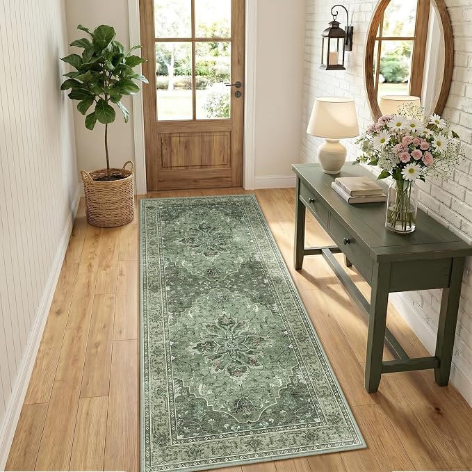 RELEANY Area Rugs Runner 3'x8' Washable Non-Slip, Floral Vintage Distress - Image 3