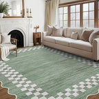 GarveeHome 10x13 Area Rug Large Living Room Scalloped Rug Non Slip Low Pile - Image 8
