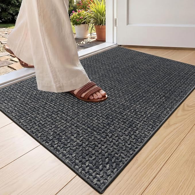 Color&Geometry Ultra Thin Indoor Door Mat 24"x36", Non Slip Rubber Backed Dirt by COLORG