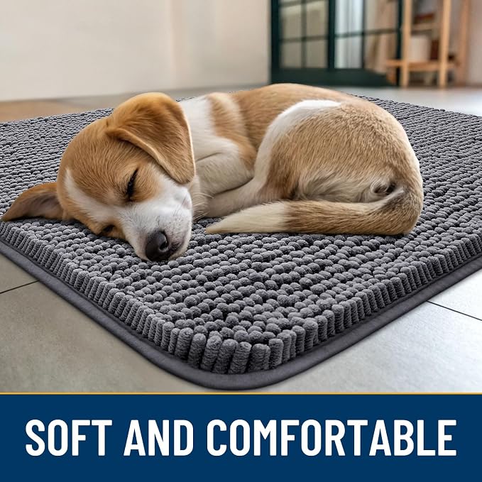 Smiry Dog Door Mat for Muddy Paws 34x21, Absorbent Dirt Trapper, Non-Slip - Image 2