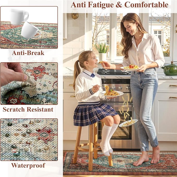 Collive Kitchen Rugs Anti Fatigue Kitchen Runner Mats Cushioned, Comfort - Image 6