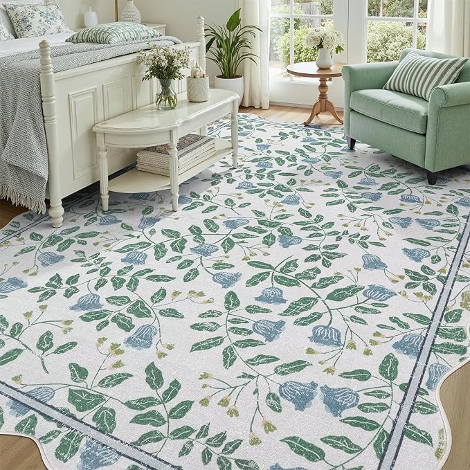 DCX Washable Botanical Floral Rug 5x7, Non Slip Low Pile Carpet - Image 3