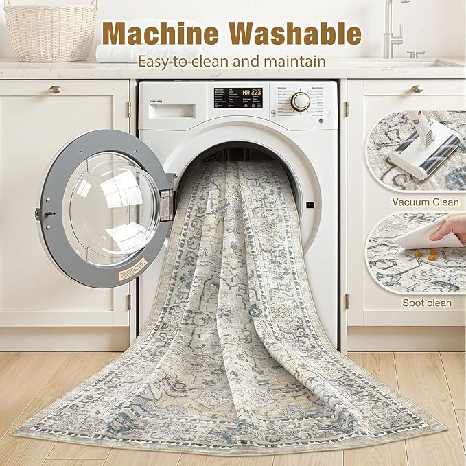 cotiled 10x12 Area Rug Machine Washable Vintage Carpet - Image 3