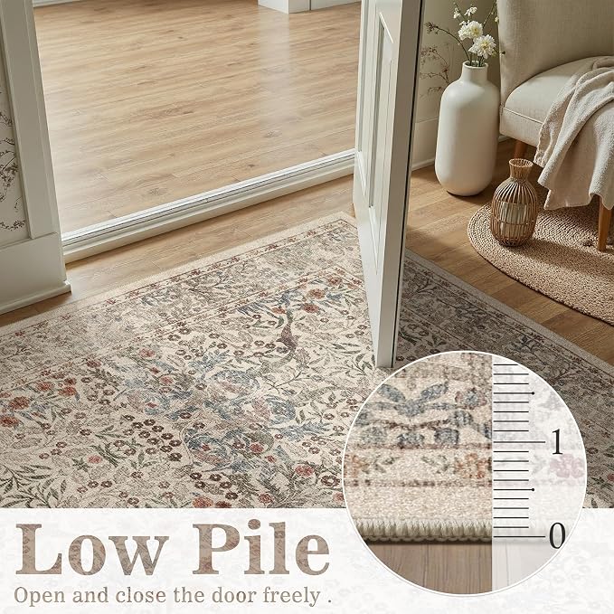 DCX Beige Area Rugs 9x12, Machine Washable Non Slip Stain Resistant Soft - Image 7