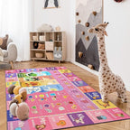 Macgace ABC Kids Rug for Playroom, 4x6 Pink Purple Washable Classroom Area Rugs - Image 4