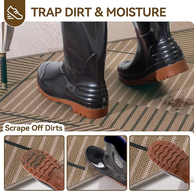Front Door Mat 24''x35'', Non Slip Absorbent Dirt Resist Washable Low-Profile - Image 2
