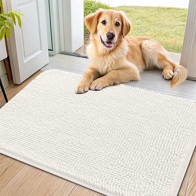 Smiry Dog Door Mat for Muddy Paws 36x24, Absorbent Dirt Trapper, Non-Slip by Smiry