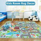 Capslpad Kids Rug Educational Play Rug 6.6' x 5' Traffic Road Kids Car Mat - Image 7
