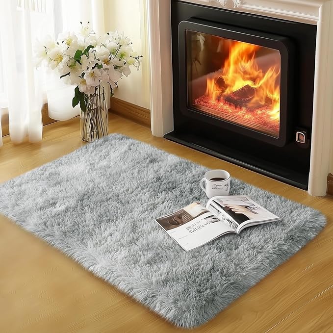 qulint Small Rugs for Bedroom, Fluffy 2x3 Area Rug for Besides Soft Shag Fuzzy by QULINT