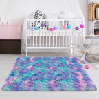 Tie-Dyed Purple Blue Rainbow Kids Rug - Image 7