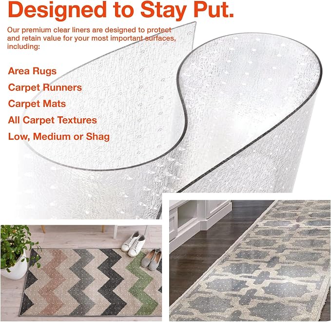 Clear Carpet Runner, USA Made, 27 x 60 Inch, 2mm Thick Cleated Vinyl, Carpet - Image 6