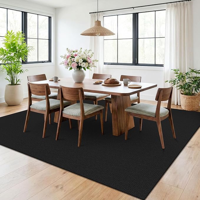 KOZYFLY Black 6x9 Dining Room Rugs, Washable Area Rug - Image 2
