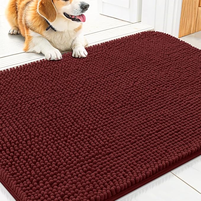 Smiry Dog Door Mat for Muddy Paws 30x20, Absorbent Dirt Trapper, Non-Slip by Smiry