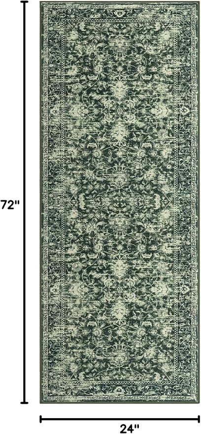 KILOCOCO Hallway Runner 2x6 Rug Runner Printed Vintage Floral Washable Kitchen - Image 2