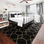 ONASAR 8x10 Area Rugs for Living Room, Fluffy Black and Gold Bedroom Rug - Image 6