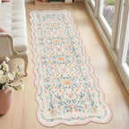 Scalloped Floral Runner Rug 2x6, Soft Cute Carpet Runner - Image 7